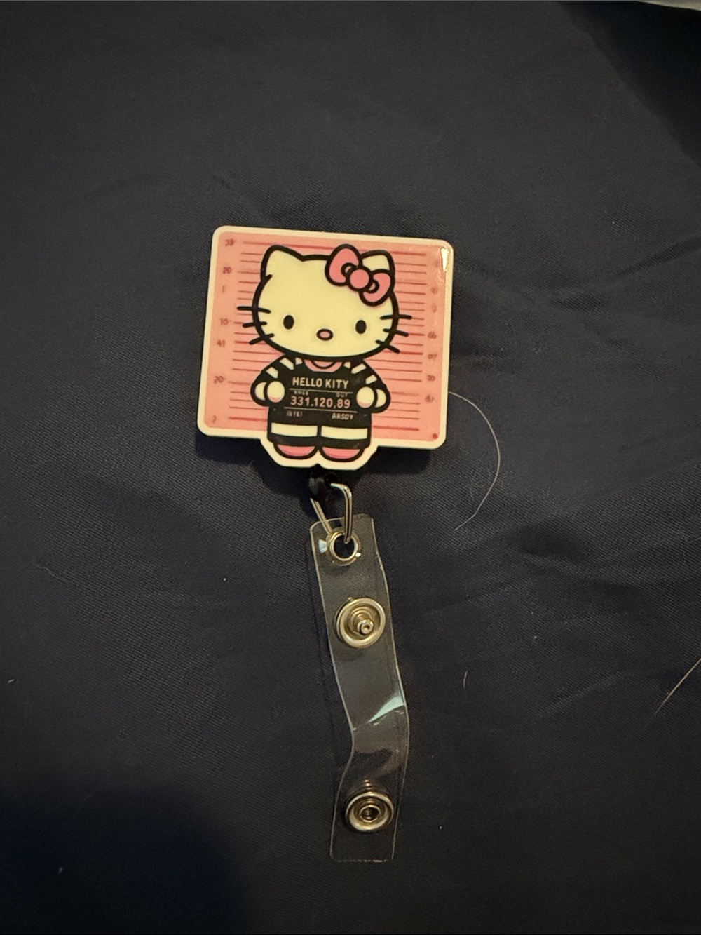 Hello Kitty Pink and Black Retractable Badge Reel Card Holder